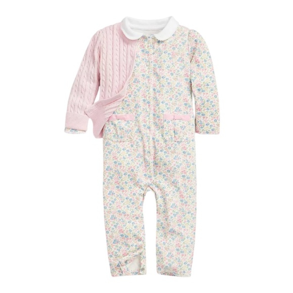 RALPH LAUREN NEWBORN FLORAL PRINT COVERALL